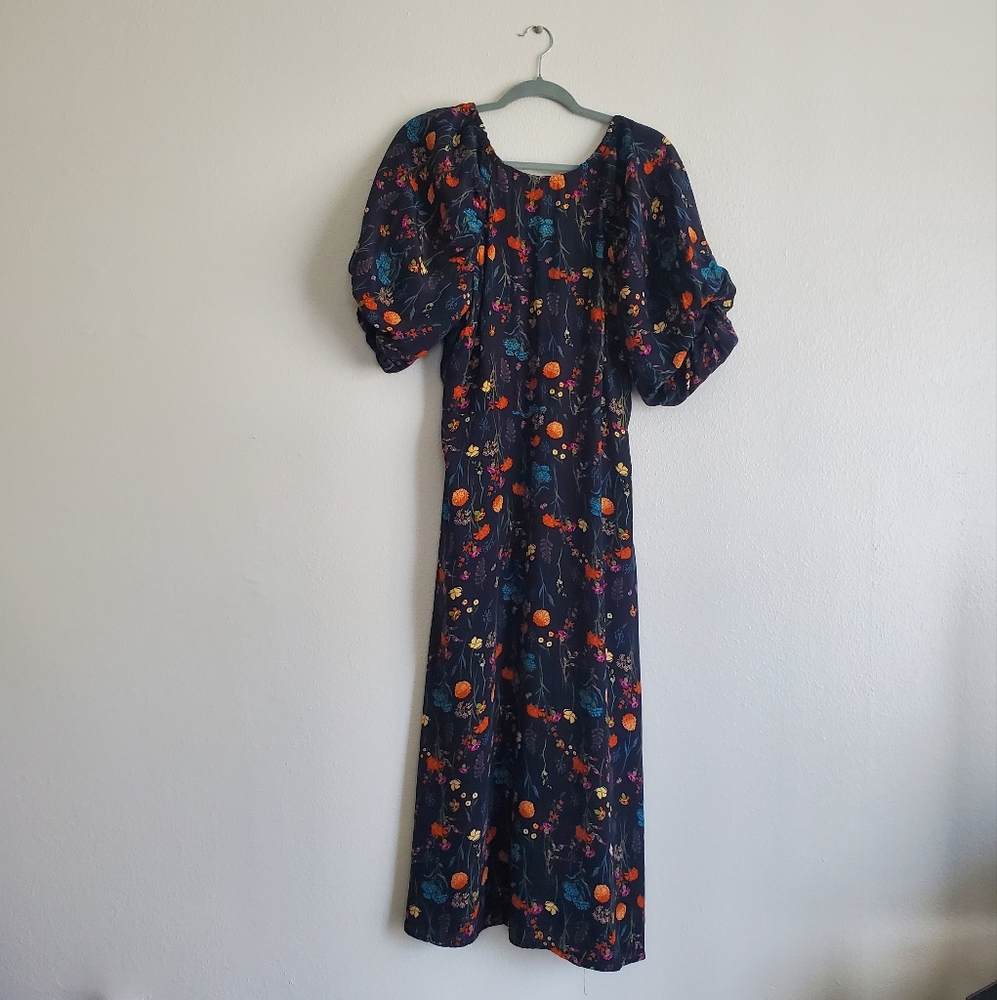 Black floral midi dress